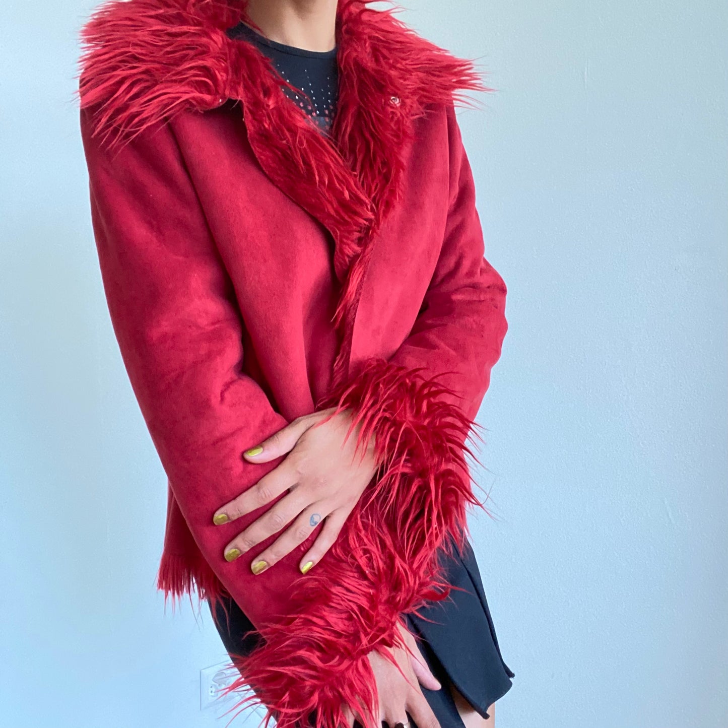 Vintage 90’s Model Off Duty Red Afghan Coat (M - Vegan)