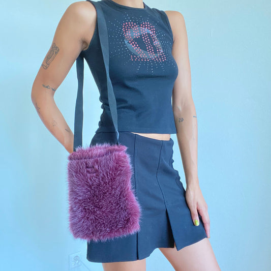 Vintage 90's Funky Purple Furry Cross Body Bag