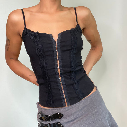 Vintage 90’s Romantic Goth Black Corset Top (XS)