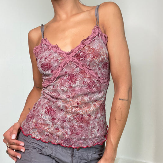 Vintage 90’s Romantic Pink Lace Cami Top (S)