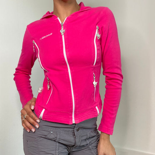 Vintage 90’s Punkyfish Hot Pink Zipper Hoodie (XS/S)