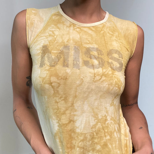 Vintage 90’s Miss Sixty Tan Top with 'Miss' Logo Print (S)