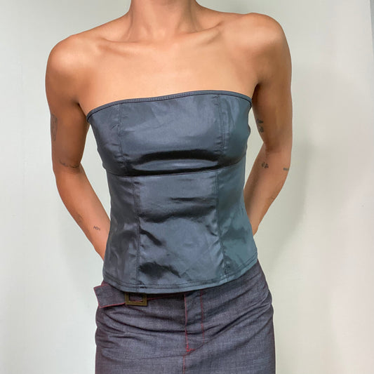 Vintage 90’s Clubwear Grey Strapless Backless Top (M)