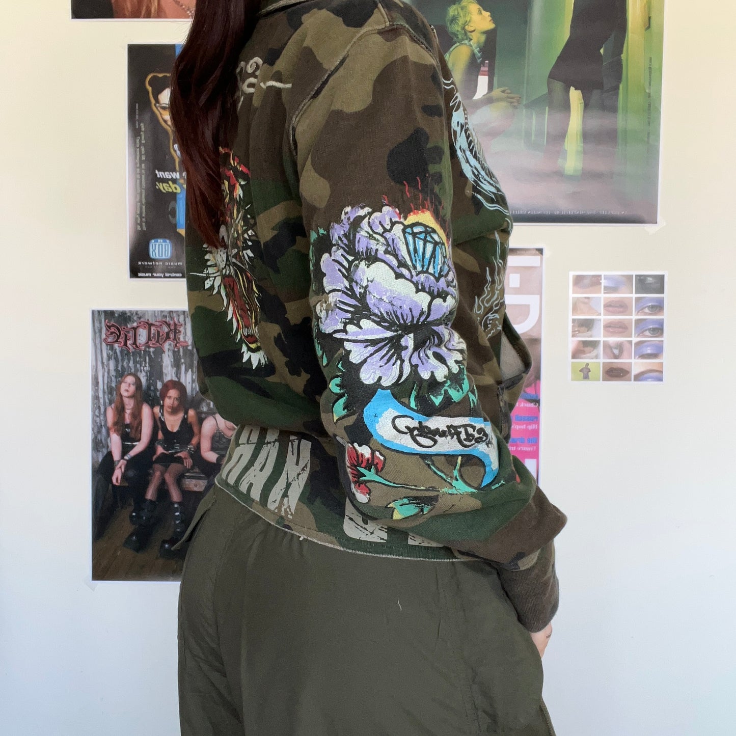 Vintage 90's Cyber Skater Ed Hardy Camo Zip Up (S/M)