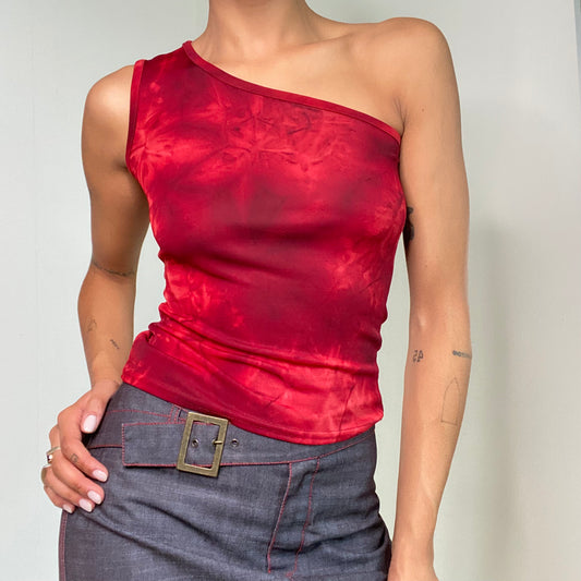 Vintage 90’s Clubwear Red One Shoulder Top (S)