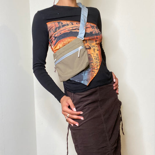 Vintage 90's Skater Khaki and Baby Blue Crossbody Bag