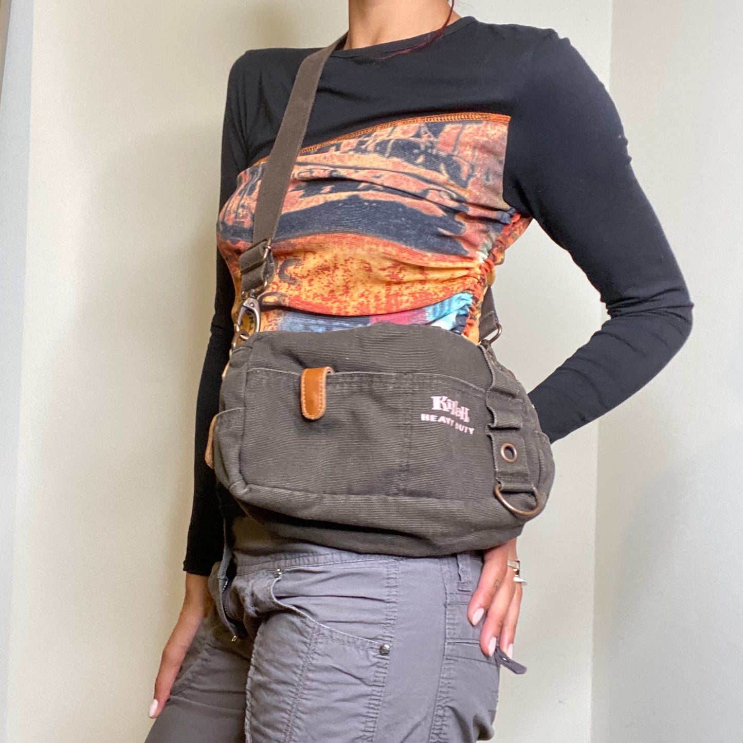 Vintage 90's Killah Miss Sixty Grey Cargo Crossbody Bag