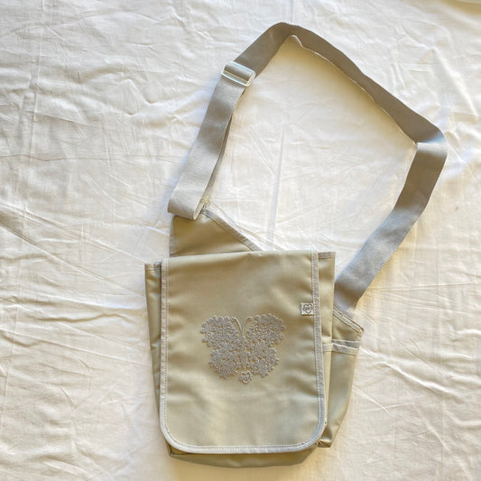 Vintage 90's Skater Beige Crossbody One Shoulder Bag with Butterfly Print