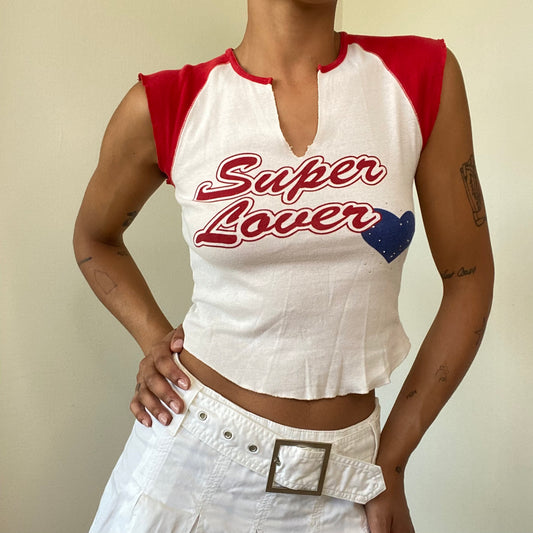 Vintage 90's Skater 'Super Lover' Baby Tee (S/M)