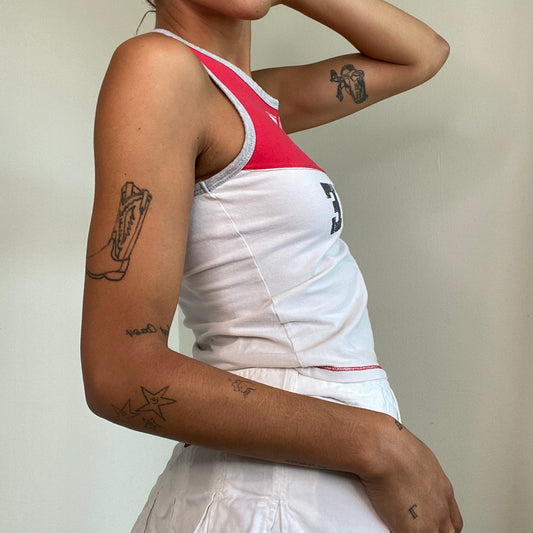 Vintage 90's Sporty Football White and Red Tank Top (S)