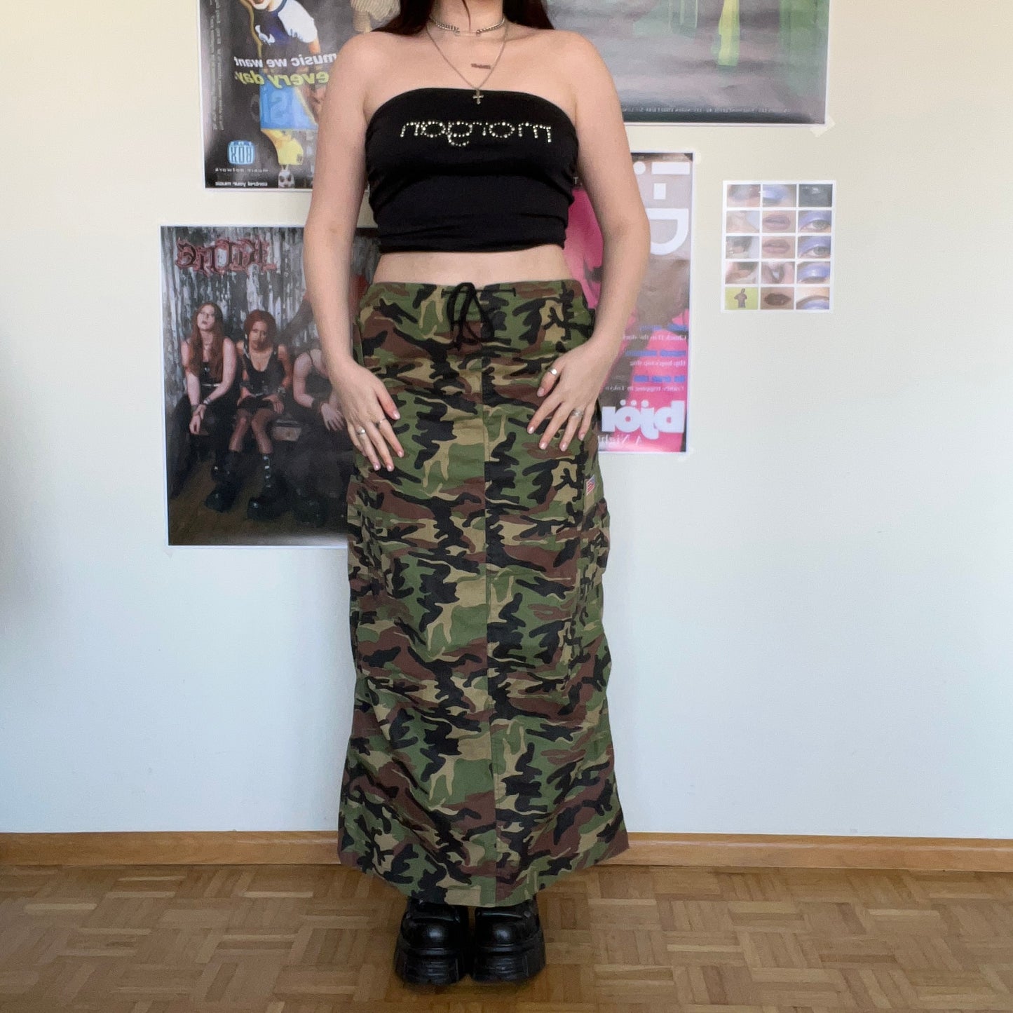 Vintage 90's Archive Camo Cargo Maxi Skirt (S/M)