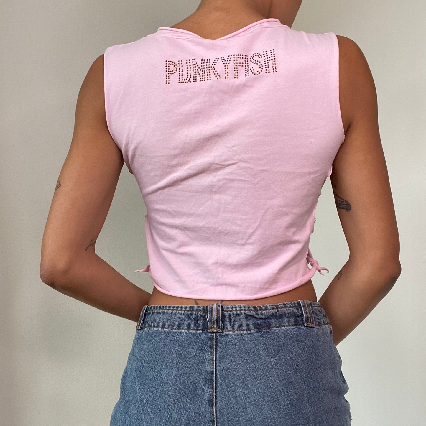 Vintage 90's Punkyfish Grunge Baby Pink Slashed Top (M)