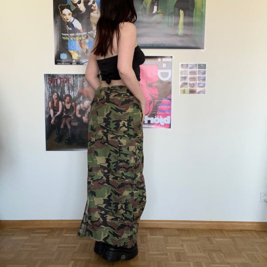 Vintage 90's Archive Camo Cargo Maxi Skirt (S/M)