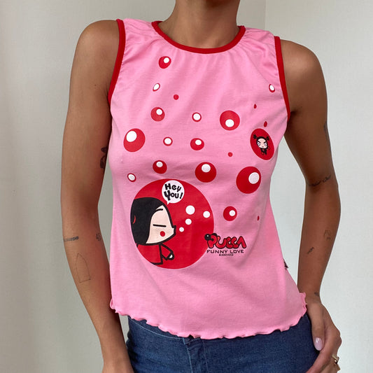 Vintage 90's Funky Pucca Pink Tank Top (M)