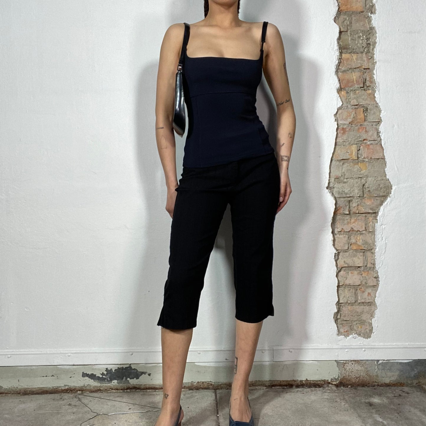 Vintage 90's Model Off Duty Black Capri Pants (S)