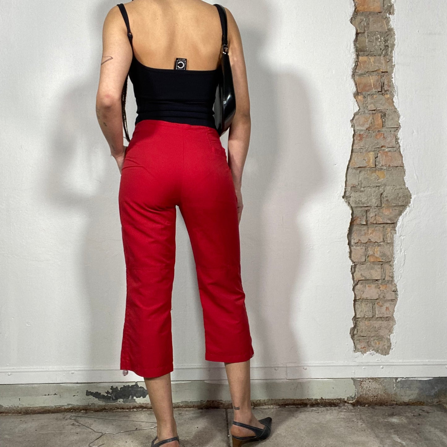 Vintage 90's Streetstyle Red Capris with Waist Toggles (S)