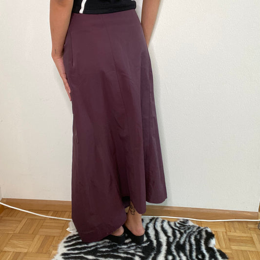 Vintage 90's Techwear Purple Maxi Skirt with Scrunch Detail (M)