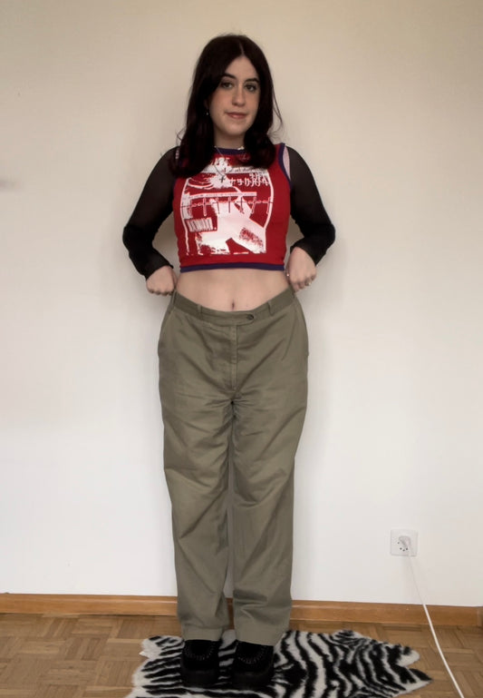 Vintage 90's Skater Khaki Straight Leg Baggy Trousers (M/L)