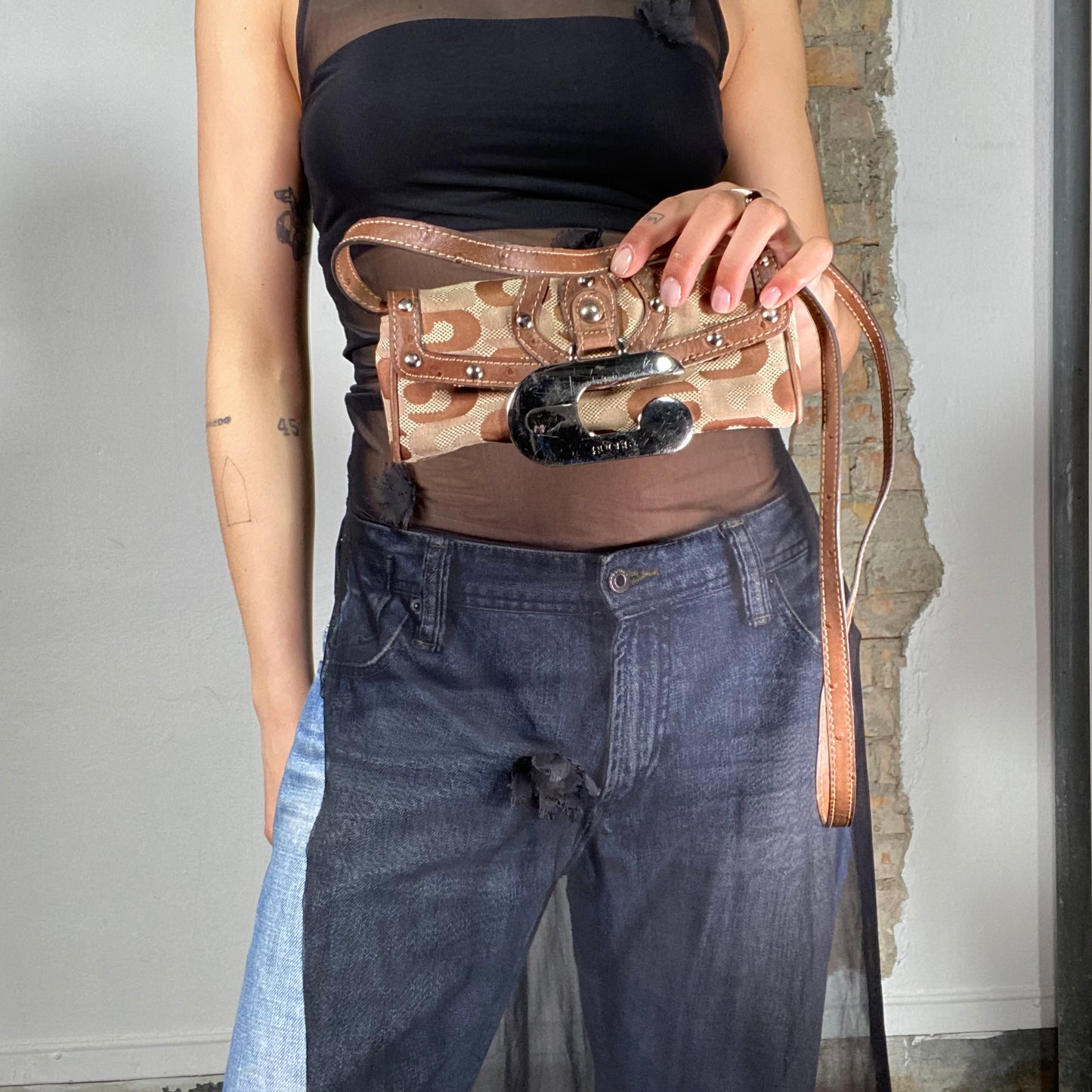 Vintage 2000's Guess Brown Ultra Mini Crossbody Bag