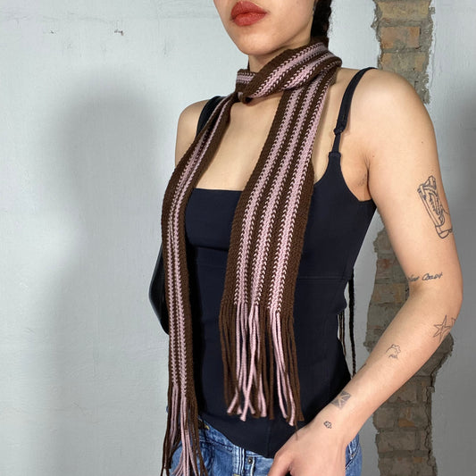 Vintage 2000's Downtown Girl Striped Skinny Scarf