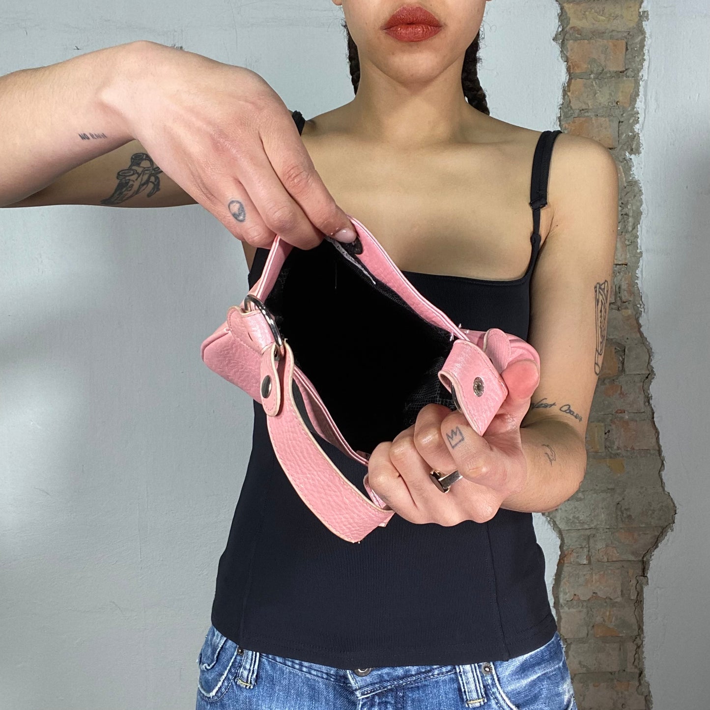 Vintage 2000's Playboy Pink Leather Bag with Black Logo Print