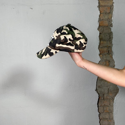 Vintage 2000's Streetwear Camo Baseball Hat with NY Embroidery