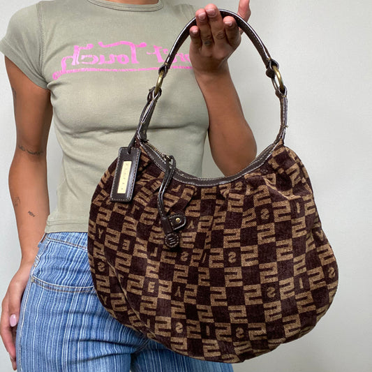 Vintage 90's Model Off Duty Brown Boho Shoulder Bag