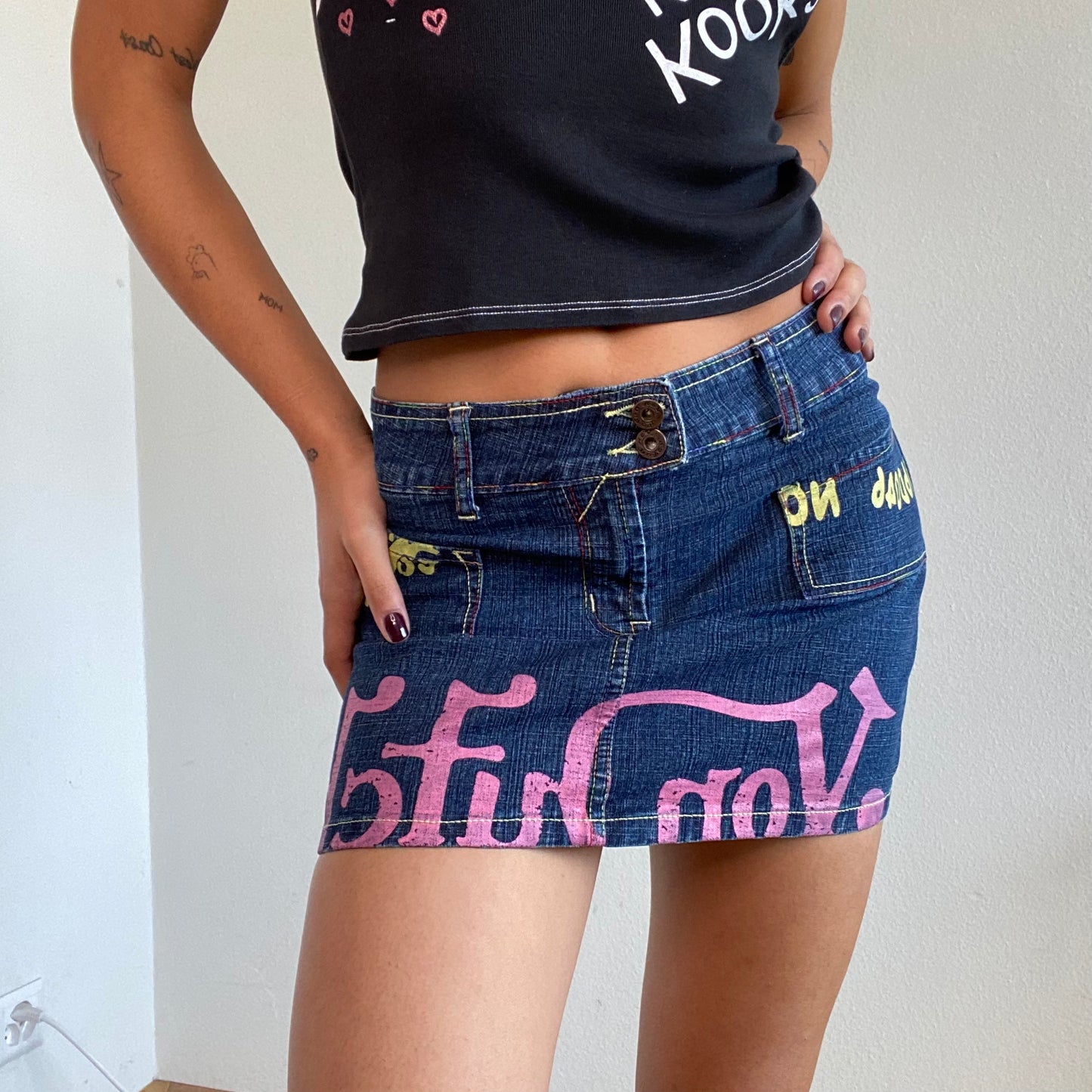 Vintage 90's Archive Von Dutch Denim Mini Skirt (XS/S)