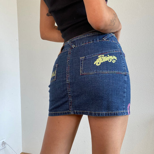 Vintage 90's Archive Von Dutch Denim Mini Skirt (XS/S)