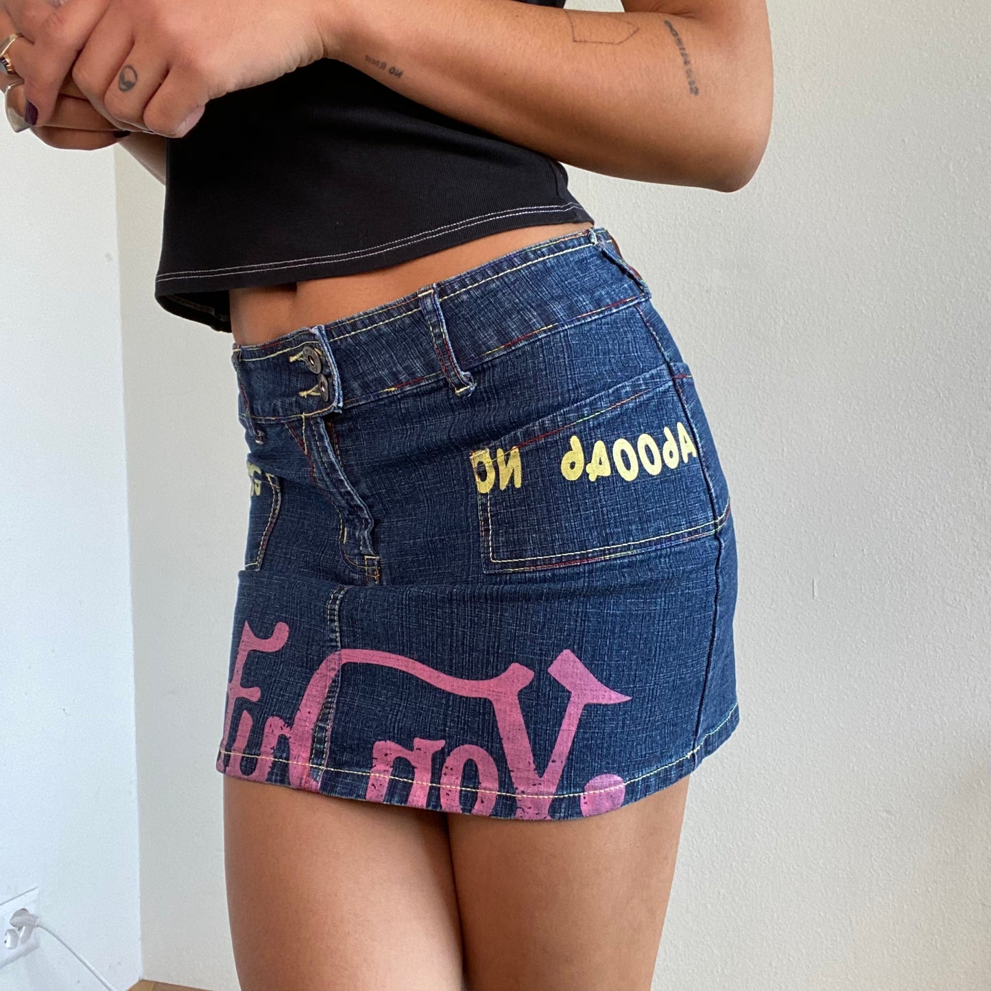 Vintage 90's Archive Von Dutch Denim Mini Skirt (XS/S)