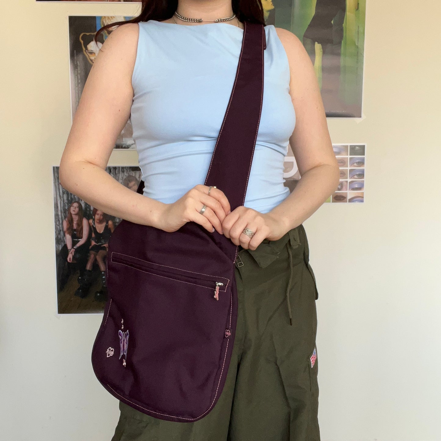 Vintage 90's Funky Dark Purple Crossbody Bag