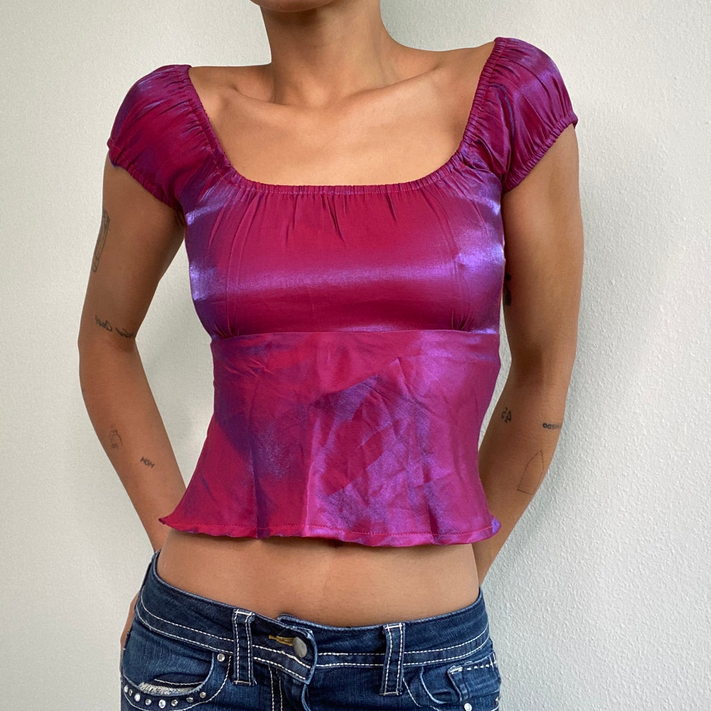 Vintage 90's Milkmaid Iridescent Purple Backless Top (S)