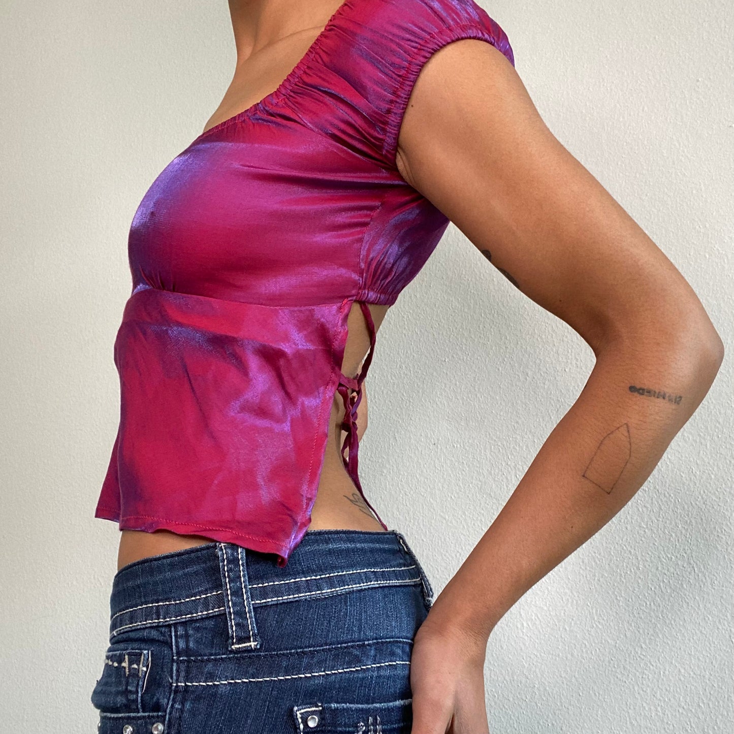 Vintage 90's Milkmaid Iridescent Purple Backless Top (S)