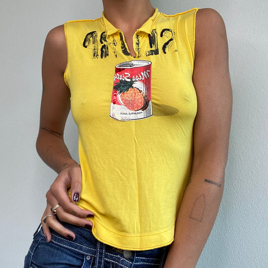 Vintage 90's Archive Miss Sixty Yellow 'Slurp' Top (S/M)