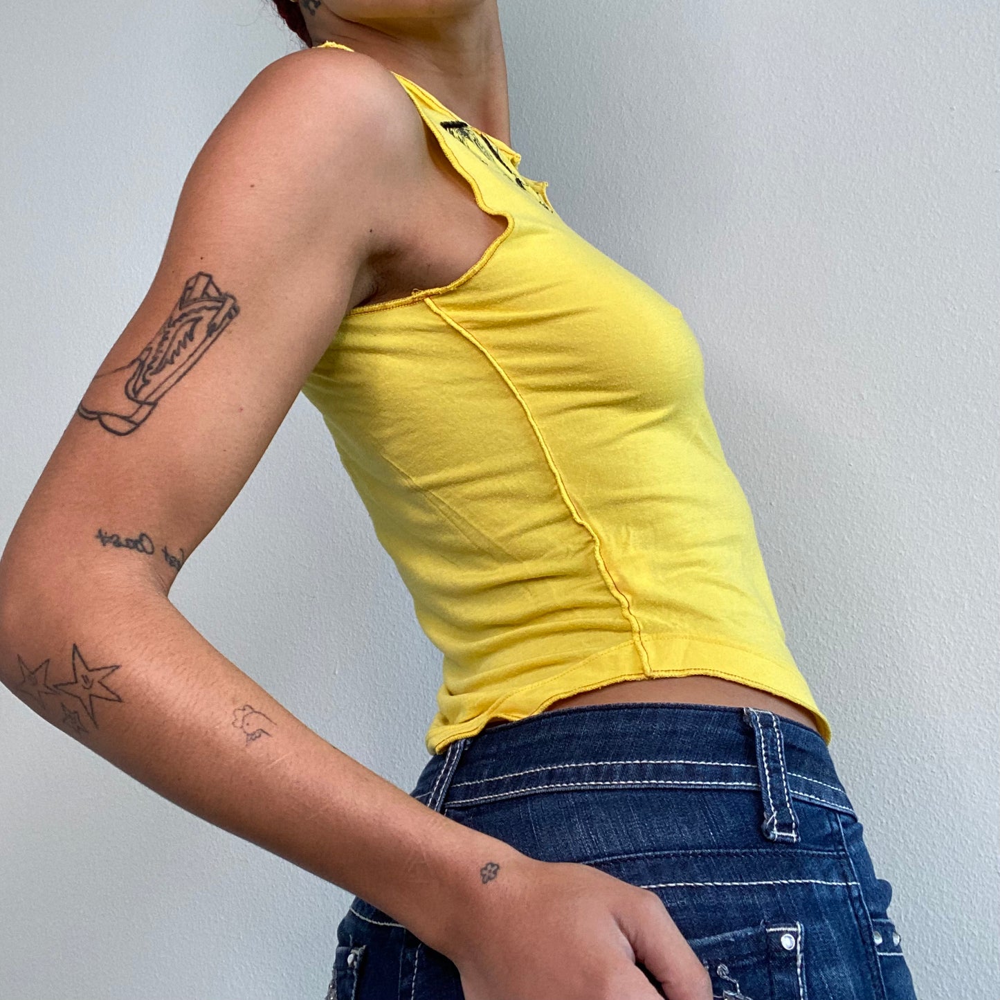 Vintage 90's Archive Miss Sixty Yellow 'Slurp' Top (S/M)