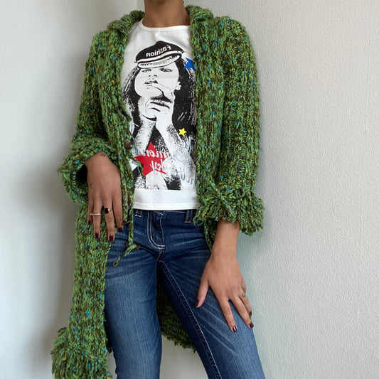 Vintage 90's Miss Sixty Green Hippie Long Knit Cardigan (XS/S)