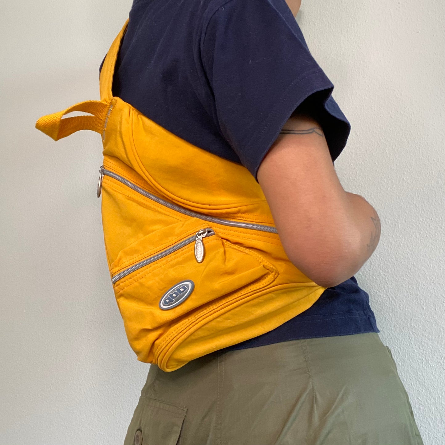 Vintage 90's Skater Tech Yellow One Shoulder Backpack