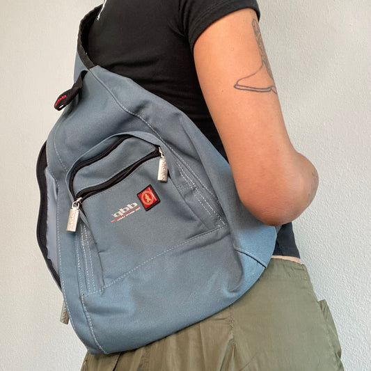 Vintage 90's Skater Techwear Blue-Grey One Shoulder Backpack