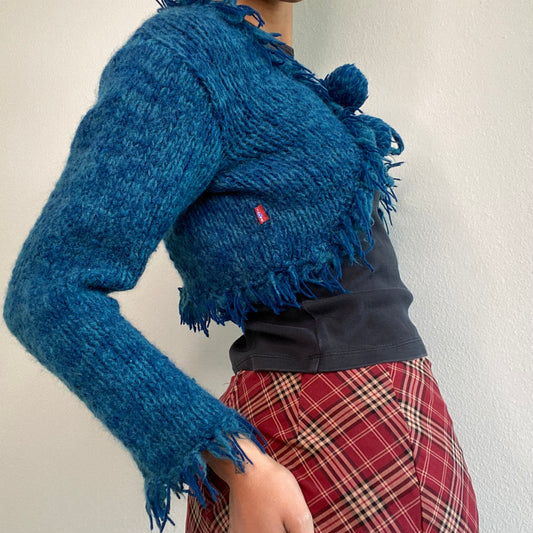Vintage 90's Fairy Blue Fuzzy Knit Bolero (S)