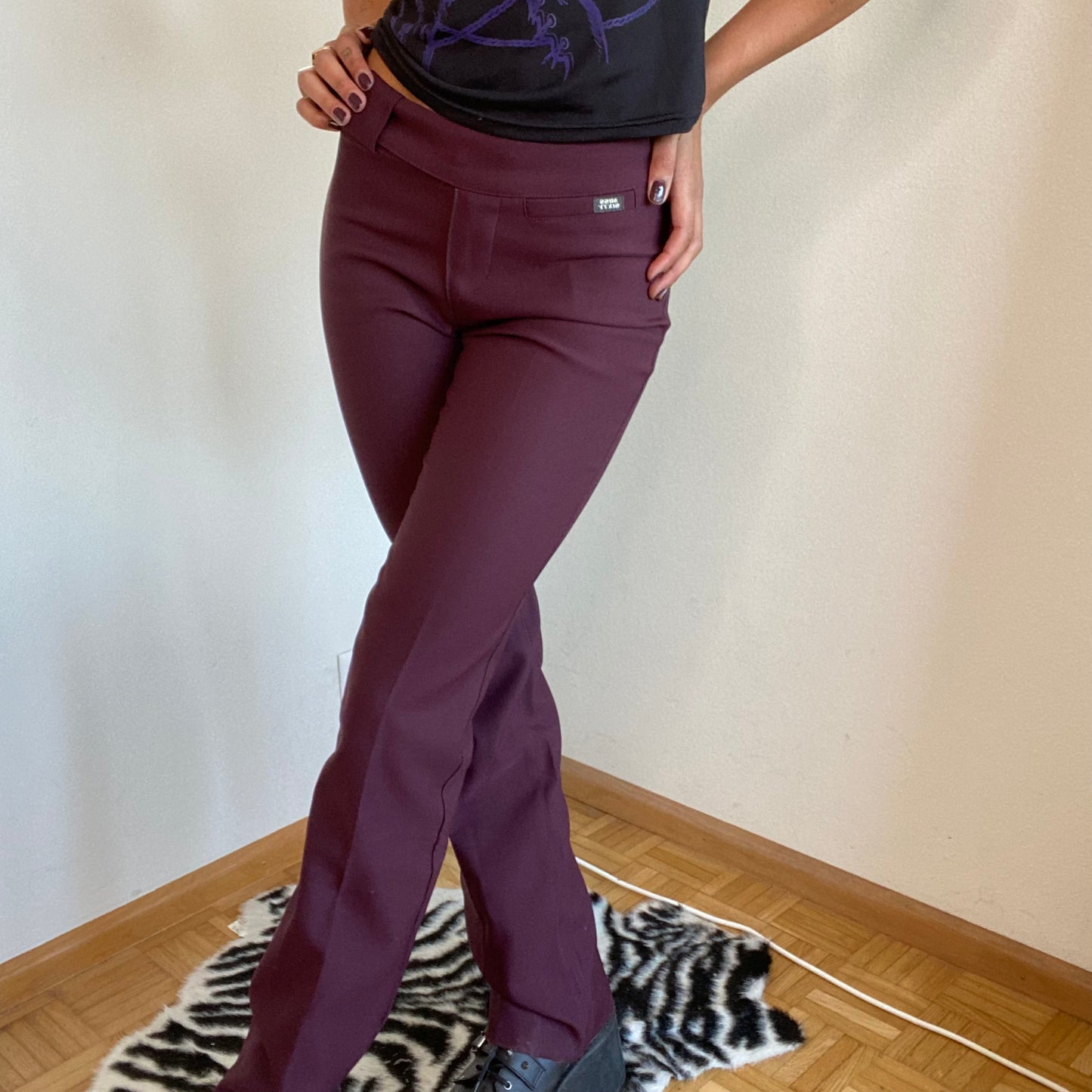 Vintage 90's Archive Miss Sixty Burgundy Bootcut Pants (S)