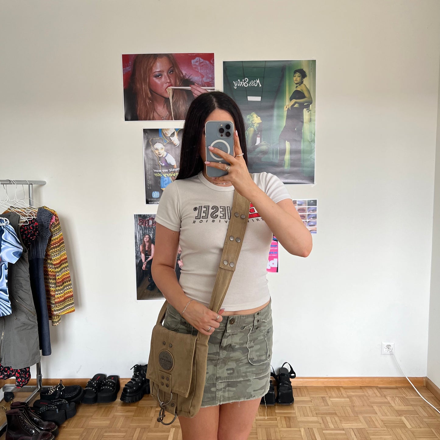 Vintage 90's Grunge Diesel Beige Crossbody Bag