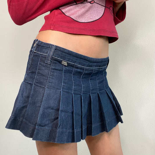 Vintage 90's Archive Miss Sixty Pleated Denim Mini Skirt (S)