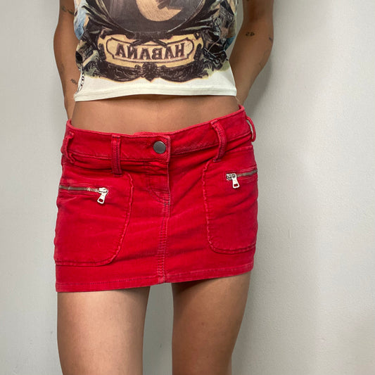 Vintage 90's Archive Miss Sixty Red Cord Mini Skirt (S)