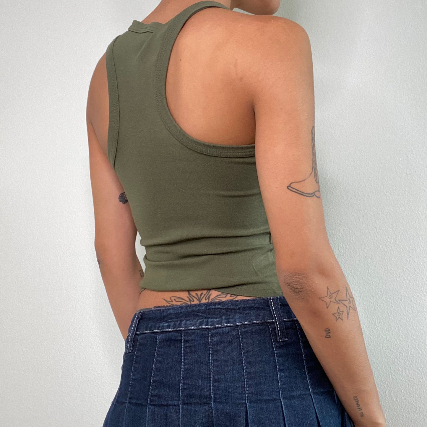 Vintage 90's Grunge Khaki Tank Top With Buckle Details (XS/S)