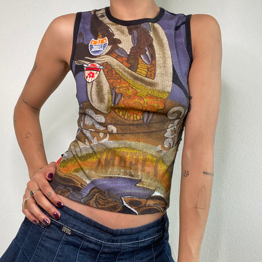 Vintage 90's Funky Mesh Tank Top with Slashed Back (S/M)