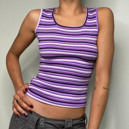 Vintage 90's Skater Purple Striped Tank Top (XS/S)