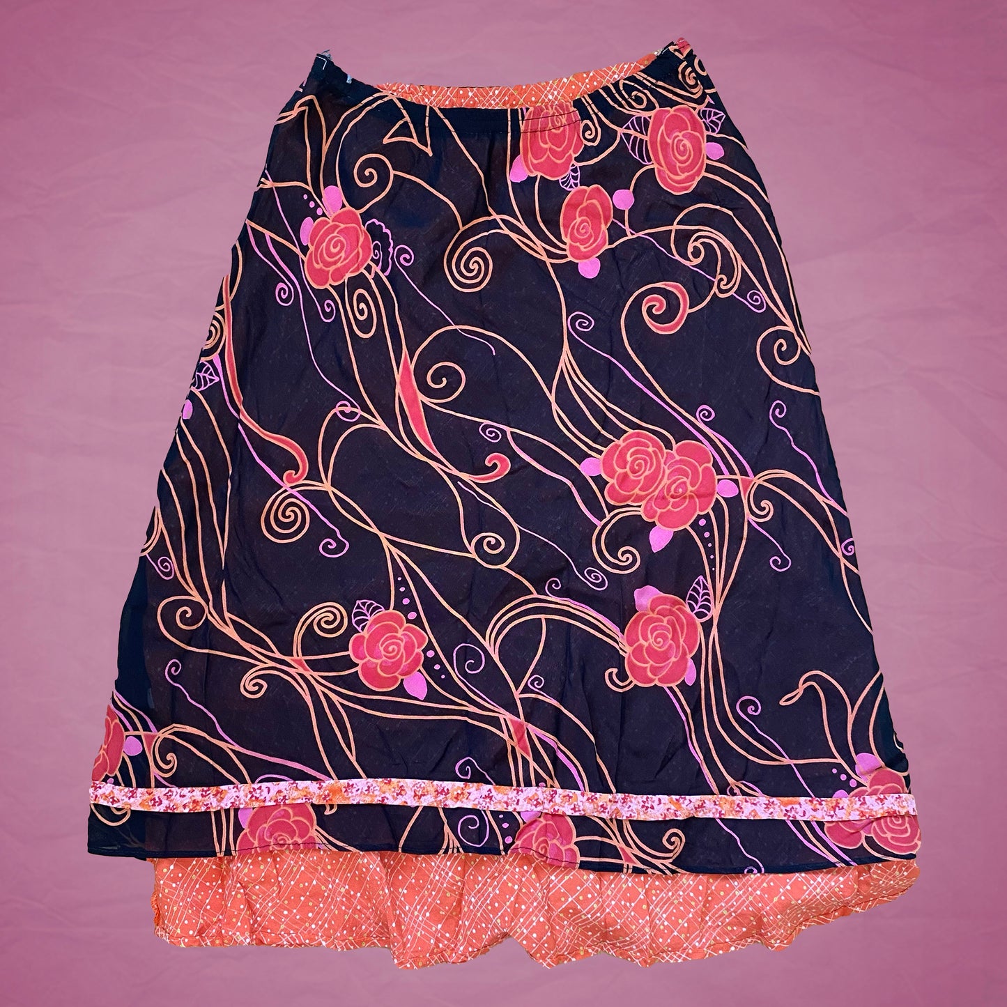 Vintage Y2K Funky Floral Midi Skirt