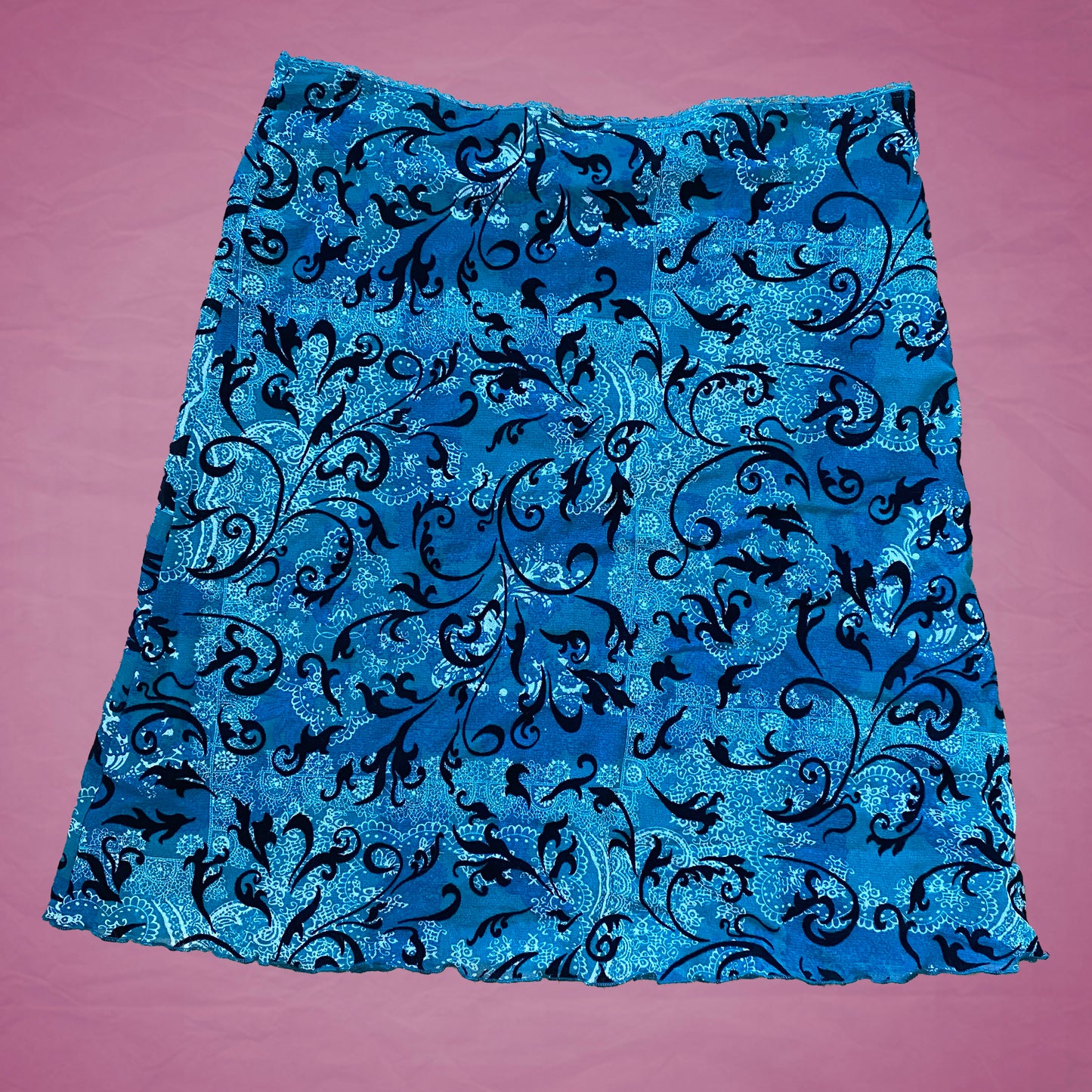 Vintage Y2K Blue and Black Mesh Midi Skirt