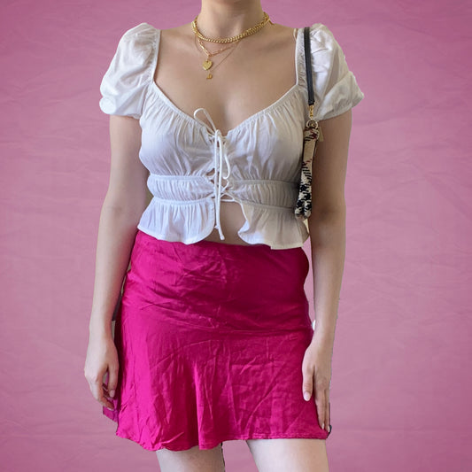Vintage Y2K Hot Pink Silky Skirt