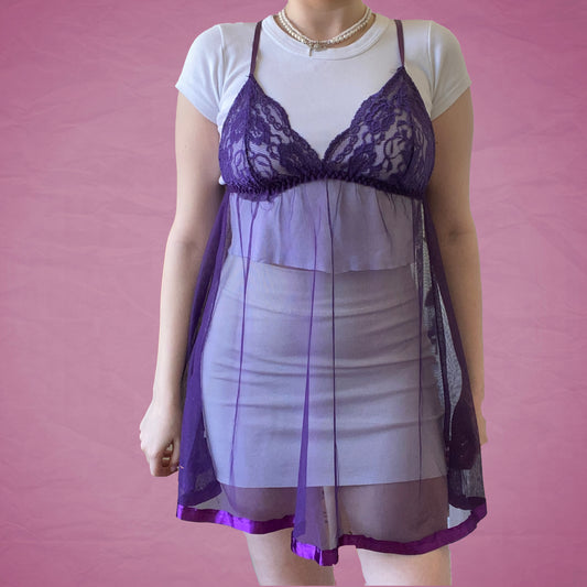 Vintage Y2K Purple Sheer Negligee